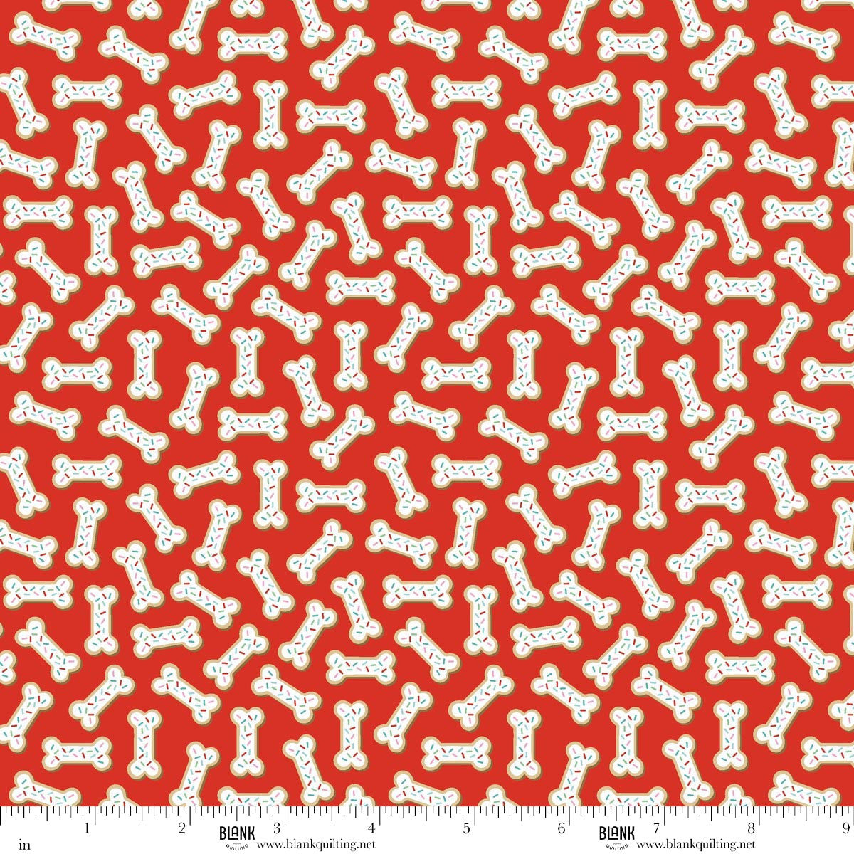 Winter Waggers Dog Bone Cookies Red Devon Design Co Blank Quilting Cotton Fabric BQ-4770-88