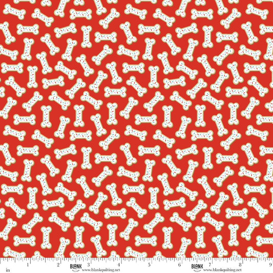 Winter Waggers Dog Bone Cookies Red Devon Design Co Blank Quilting Cotton Fabric BQ-4770-88