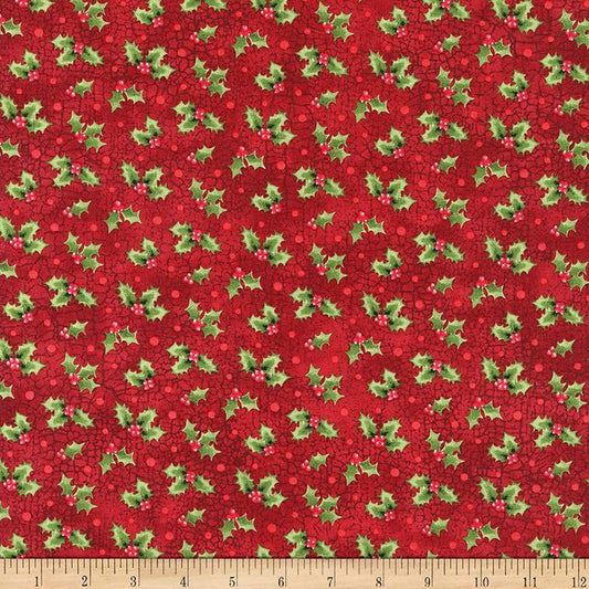 Winter Welcome Tossed Holly Red Northcott Cotton Fabric