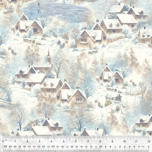 Winter Whisper Into the Village Snow Whistler Studios Windham Fabrics Cotton Fabric WF-54679-1