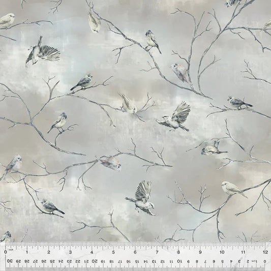 Winter Whisper Snowbirds Cloudy Whistler Studios Windham Fabrics Cotton Fabric WF-54681-4