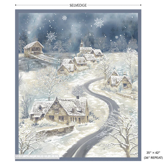 Winter Whisper Winter Town Panel 35" Multi Whistler Studios Windham Fabrics Cotton Fabric WF-54678DPP-1