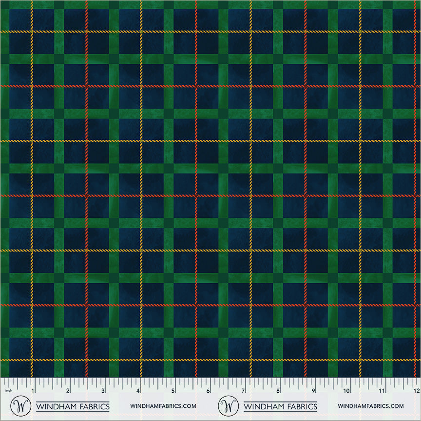Winter Wonder Festive Plaid Navy Blue Whistler Studios Windham Cotton Fabric WF-55172D-8