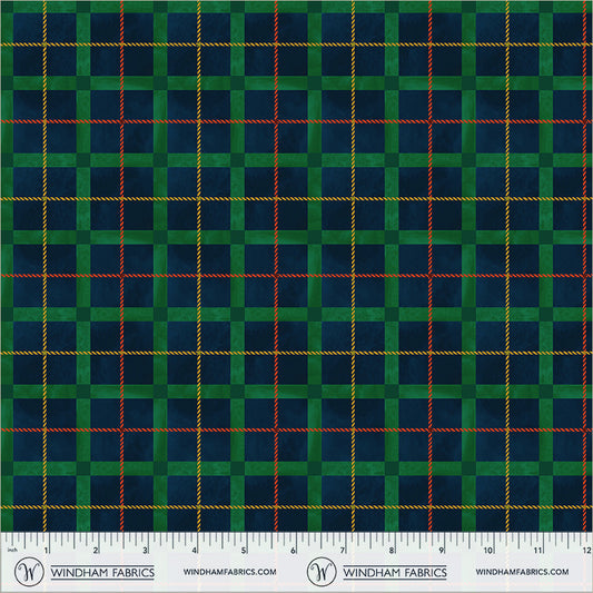 Winter Wonder Festive Plaid Navy Blue Whistler Studios Windham Cotton Fabric WF-55172D-8