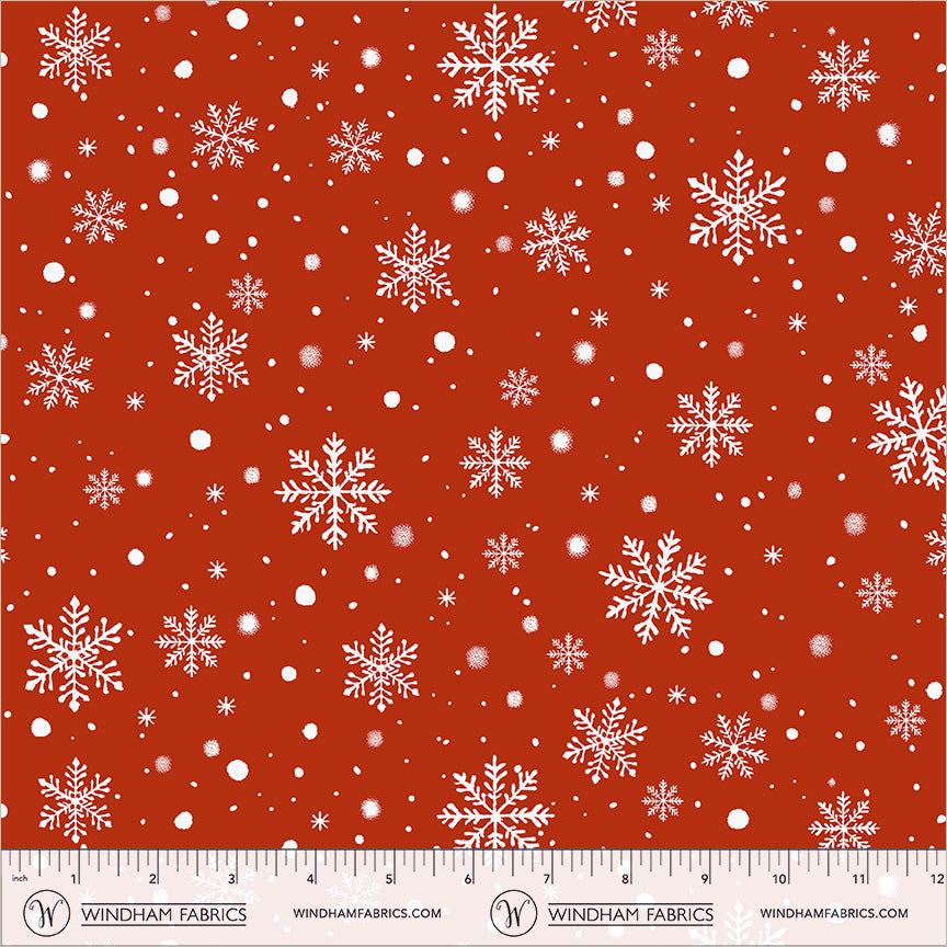 Winter Wonder Snowfall Snowflakes Red with PUFF Whistler Studios Windham Cotton Fabric WF-55173DPF-7