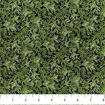 Winter Woodland Cedar Toss Green Deborah Edwards Northcott Cotton Fabric NC-28870-76
