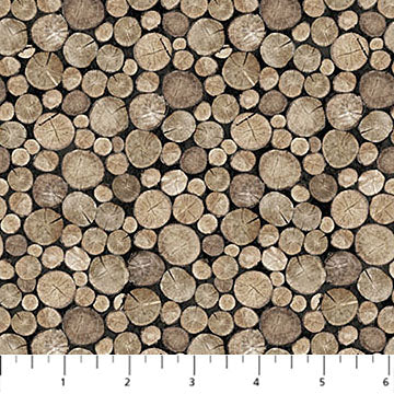 Winter Woodland Crossgrain Logs Brown Deborah Edwards Northcott Cotton Fabric NC-28872-14