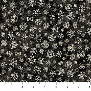 Winter Woodland Snowflakes Black Deborah Edwards Northcott Cotton Fabric NC-28873-99