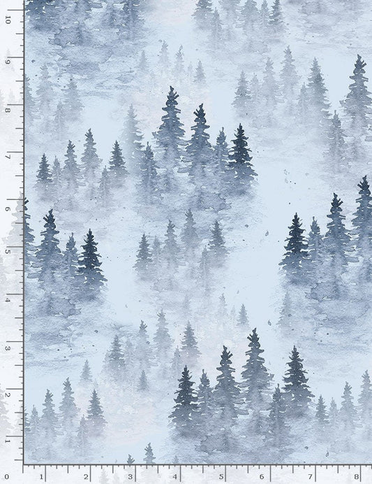 Winter Woods Winter Evergreen Trees Blue Timeless Treasures Cotton Fabric
