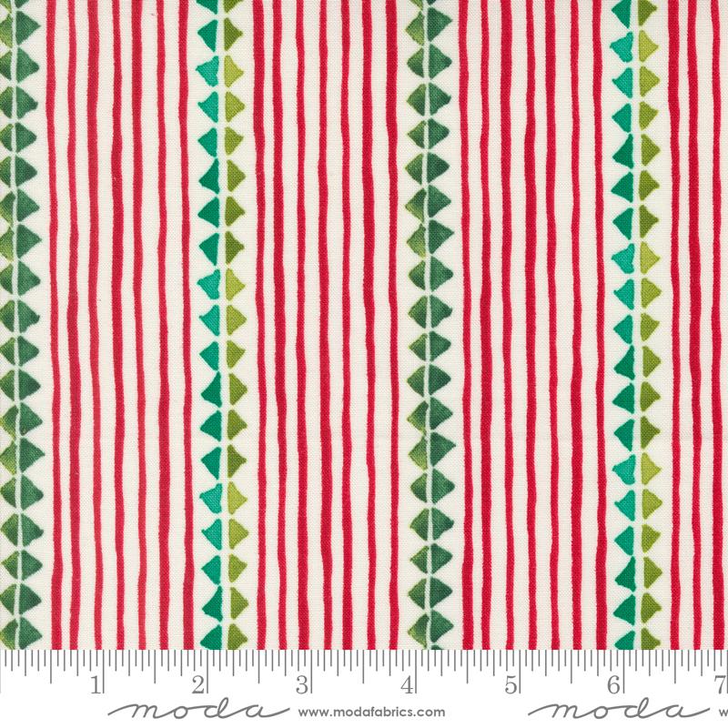 Winterly Christmas Ribbon Stripes Cream Multi Rob Pickens Moda Cotton Fabric