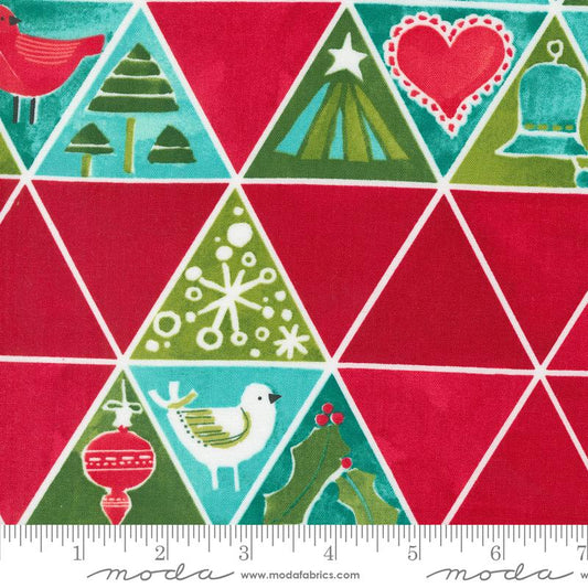 Winterly Christmas Tree Mosaic Geometrics Crimson Red Rob Pickens Moda Cotton Fabric