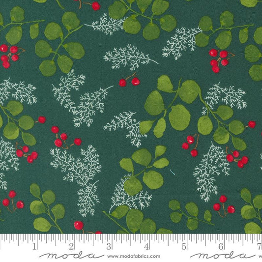 Winterly Greenery and Berries Spruce Green Rob Pickens Moda Cotton Fabric