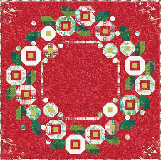 Winterly Kit Little Posy Wreath Red 32"x32" Quilt Kit Rob Pickens Moda