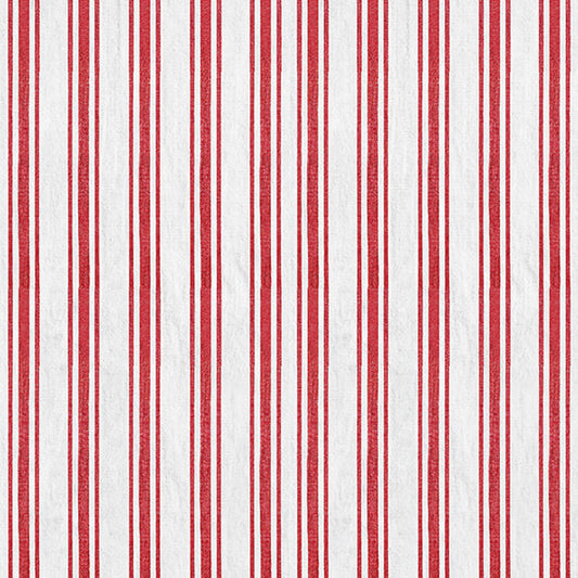 Wintry Mix Ticking Stripe Red and White Elizabeth Medley Blank Quilting Cotton Fabric