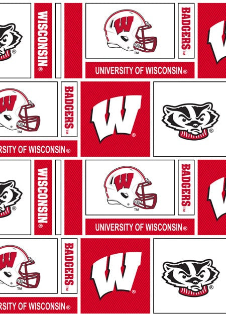 Wisconsin Badgers NCAA College Herringbone Sykel Cotton Fabric