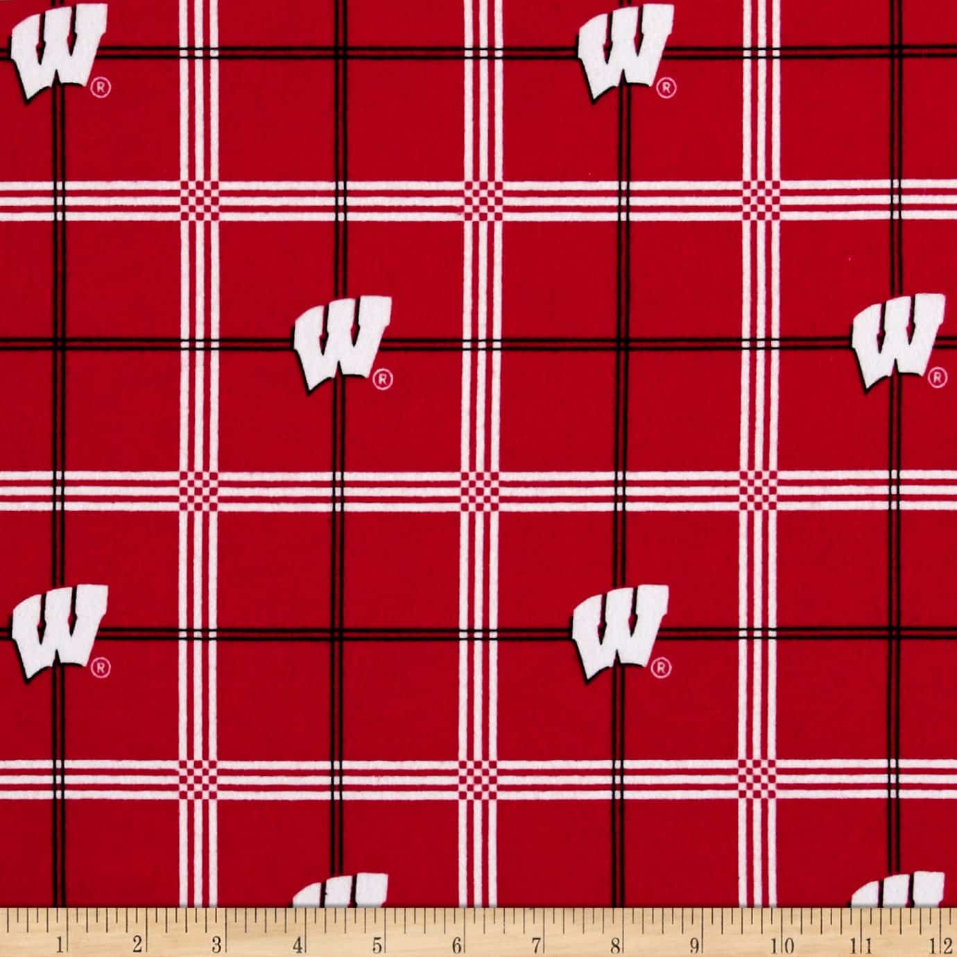 Wisconsin Badgers NCAA College Plaid Sykel FLANNEL Cotton Fabric