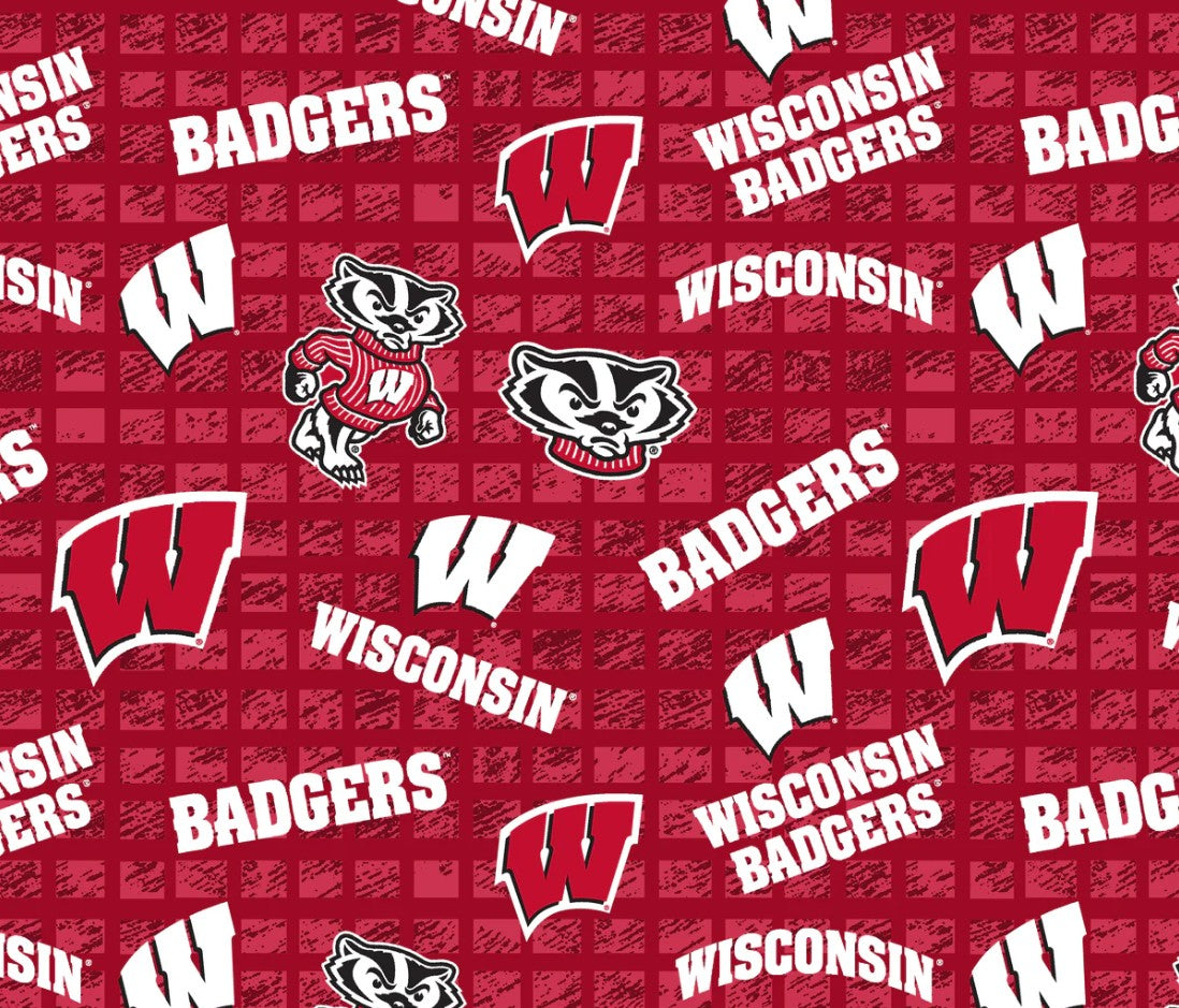 Wisconsin Badgers NCAA College 108" Wide back Allover Sykel Enterprises Cotton Fabric WIS-1395