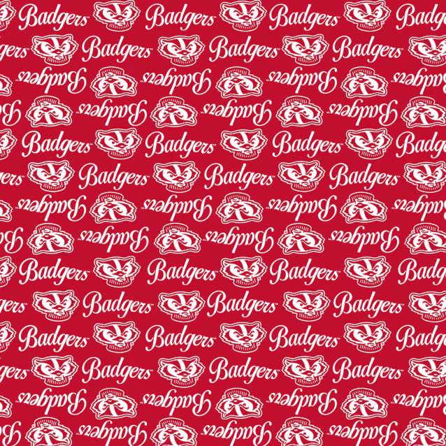 Wisconsin Badgers NCAA College Mini Packed Logo Sykel Enterprises Cotton Fabric WIS-1390