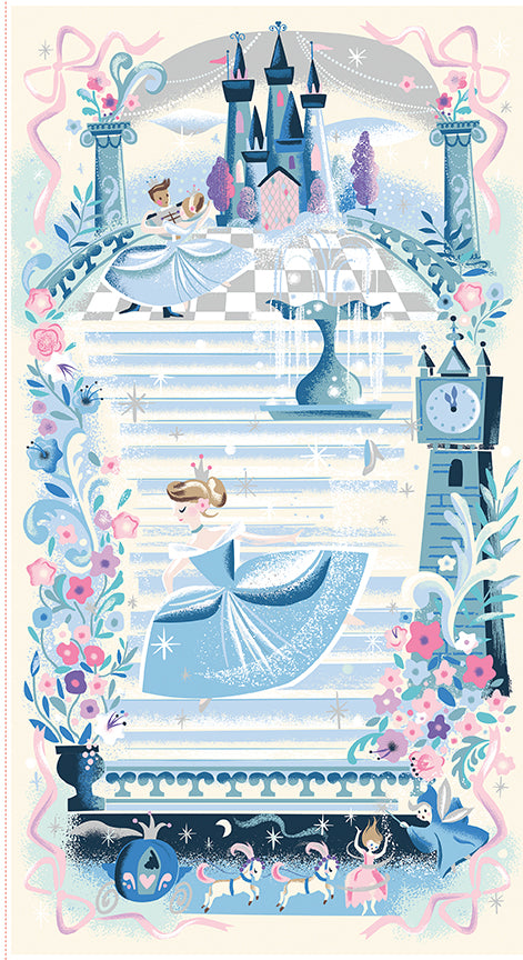 Wishes Cinderella Panel 23.5"'x43.5" Sparkle Jill Howarth Riley Blake Cotton Fabric RB-SP18077-PANEL