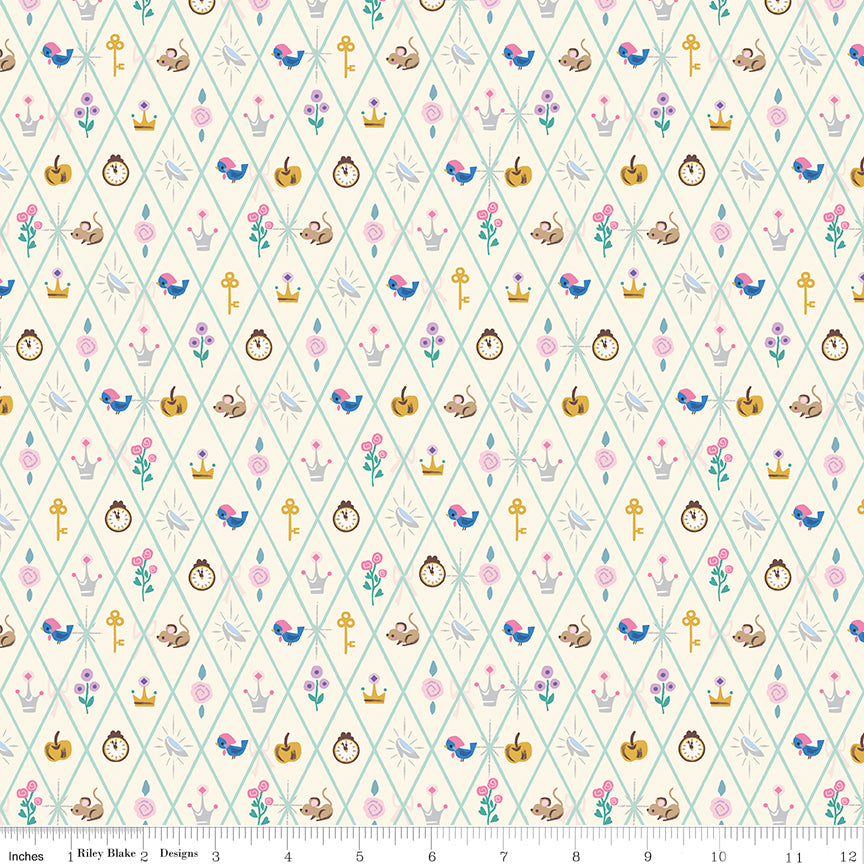 Wishes Diamond Geo Vintage White Sparkle Jill Howarth Riley Blake Cotton Fabric RB-SC18075-VINTAGEWHITE