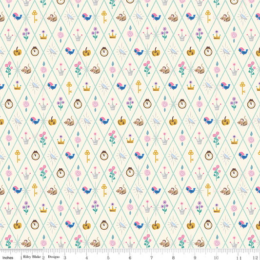 Wishes Diamond Geo Vintage White Sparkle Jill Howarth Riley Blake Cotton Fabric RB-SC18075-VINTAGEWHITE
