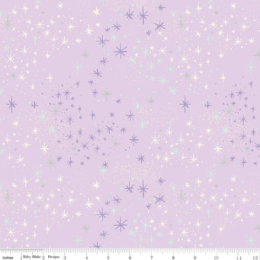 Wishes Magic Stars Vanity Purple Sparkle Jill Howarth Riley Blake Cotton Fabric RB-SC18076-VANITY