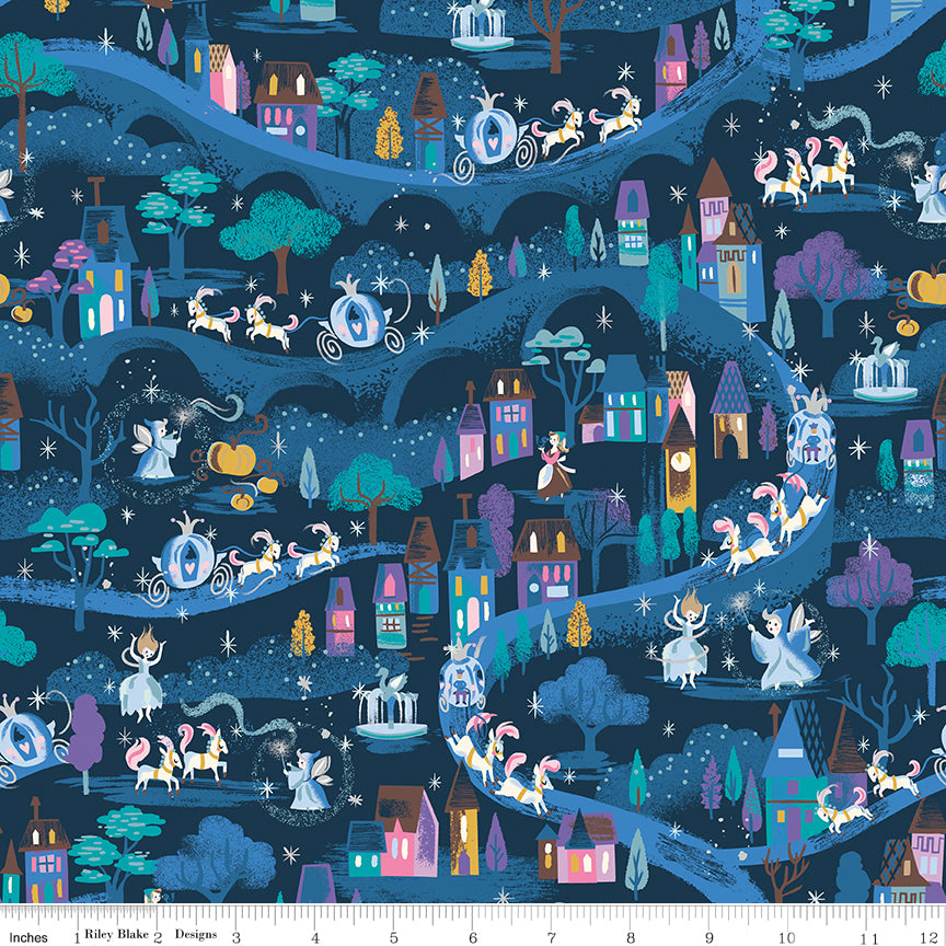 Wishes Moonlight Blueberry Blue Sparkle Jill Howarth Riley Blake Cotton Fabric RB-SC18072-BLUEBERRY