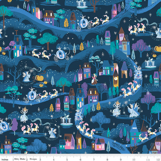 Wishes Moonlight Blueberry Blue Sparkle Jill Howarth Riley Blake Cotton Fabric RB-SC18072-BLUEBERRY