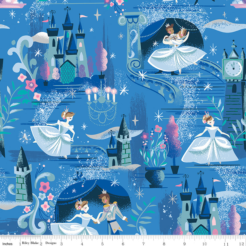 Wishes The Ball Blueberry Blue Sparkle Jill Howarth Riley Blake Cotton Fabric RB-SC18070-BLUEBERRY