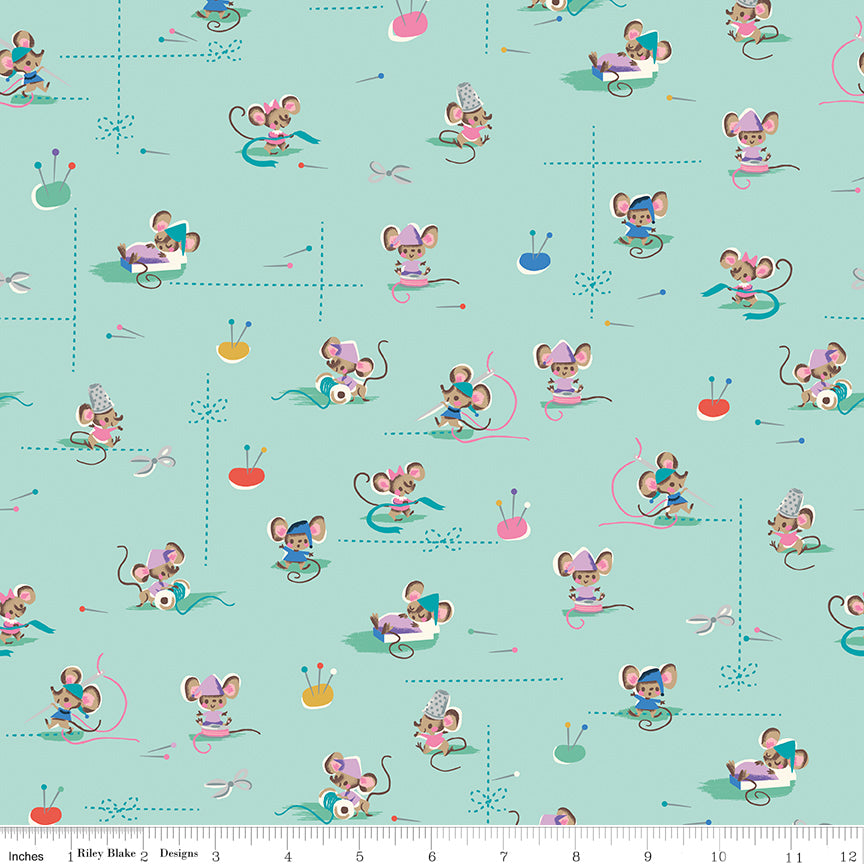 Wishes Workers Songbird Green Sparkle Jill Howarth Riley Blake Cotton Fabric RB-SC18073-SONGBIRD