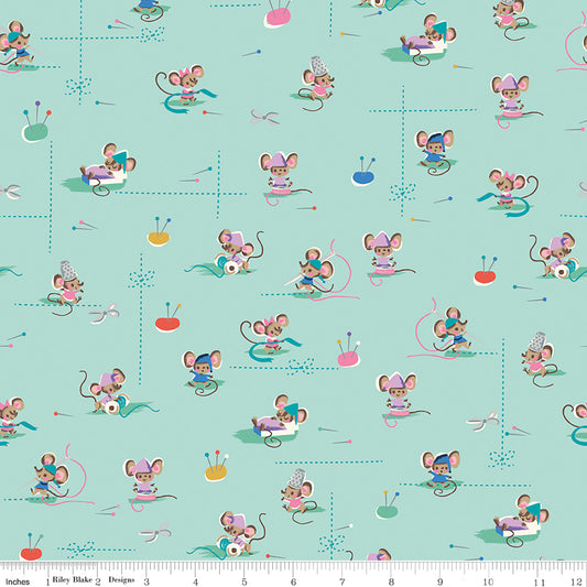 Wishes Workers Songbird Green Sparkle Jill Howarth Riley Blake Cotton Fabric RB-SC18073-SONGBIRD