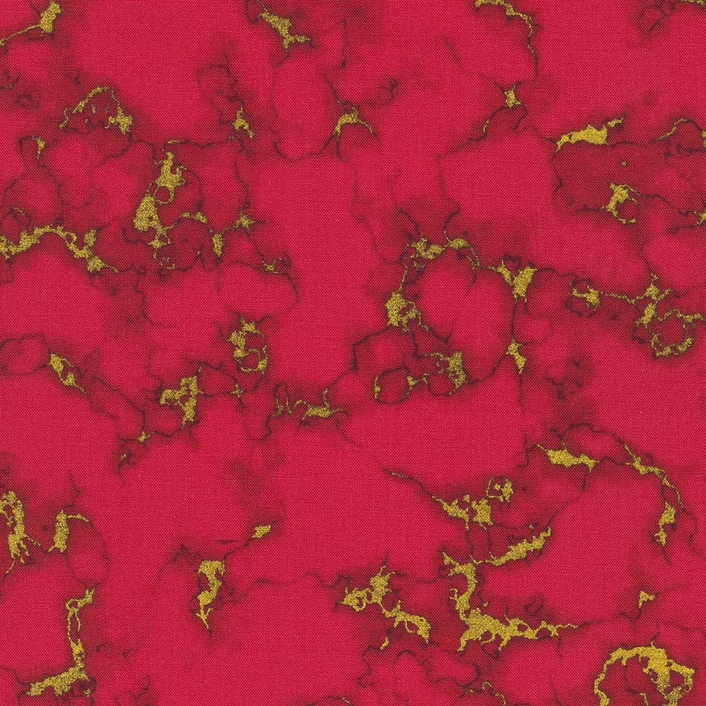 Wishwell:Silverstone Marble Metallic Cherry Red Vanessa Lillrose & Linda Fitch Robert Kaufman Cotton Fabric