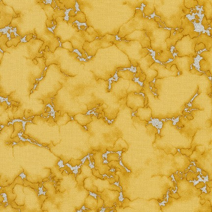 Wishwell Silverstone Marble Metallic Marigold Gold Vanessa Lillros Linda Fitch Robert Kaufman Cotton Fabric