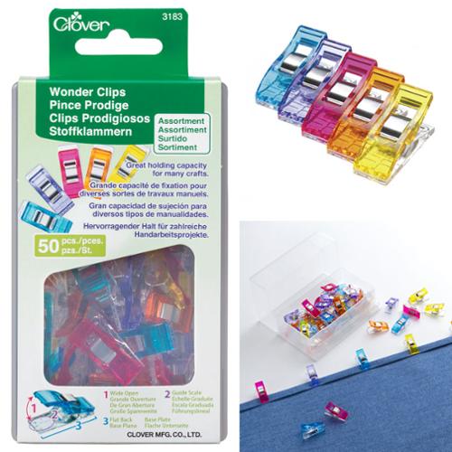 Wonder Clips Assorted 50ct 3183 Clover Needlecraft Sewing Notions