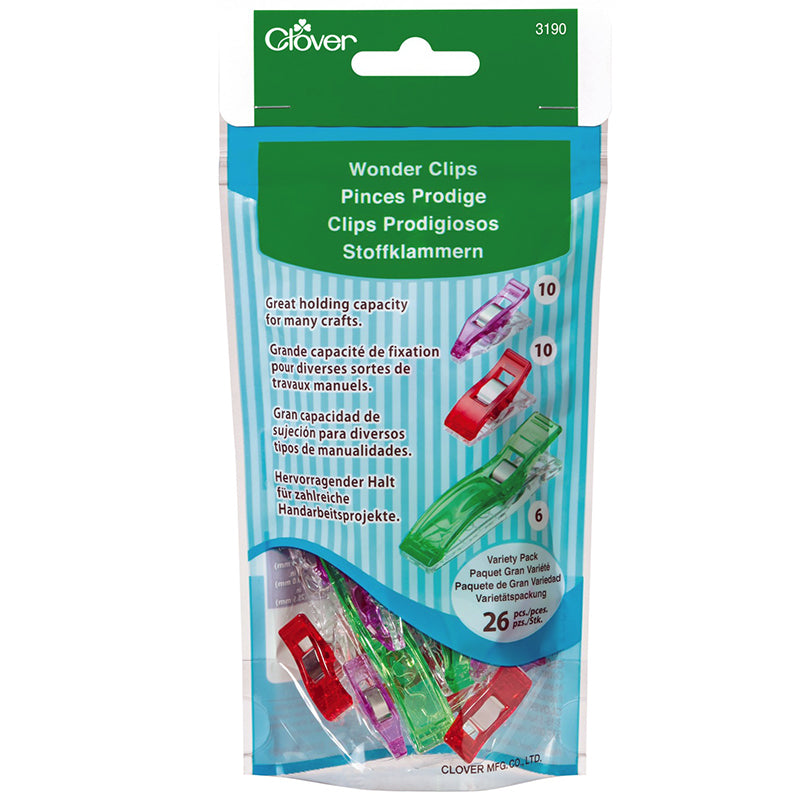 Wonder Clips Variety Pack 26ct 3190 Clover Needlecraft Sewing Notions