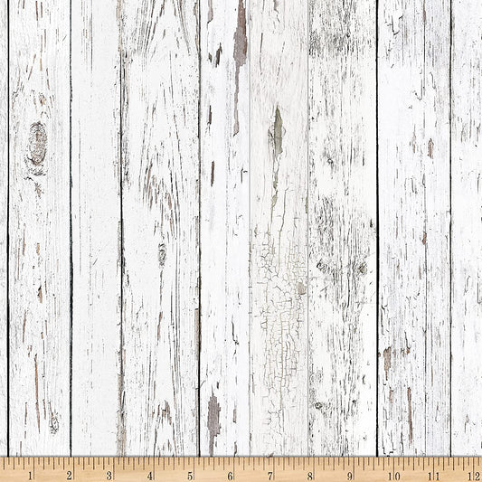 Wood Plank Fence Light Stripe White Hen House Timeless Treasures Cotton Fabric
