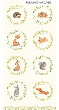 Woodland Babes Animals Blocks Panel 21" Cream Multi Kathryn Christensen Northcott Cotton Fabric