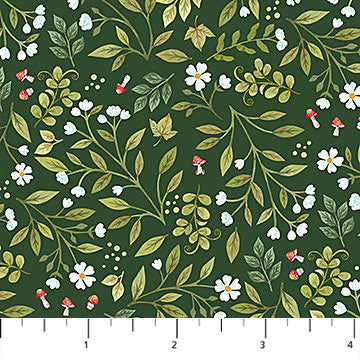 Woodland Babes Mini Flower Toss Dark Green Multi Kathryn Christensen Northcott Cotton Fabric