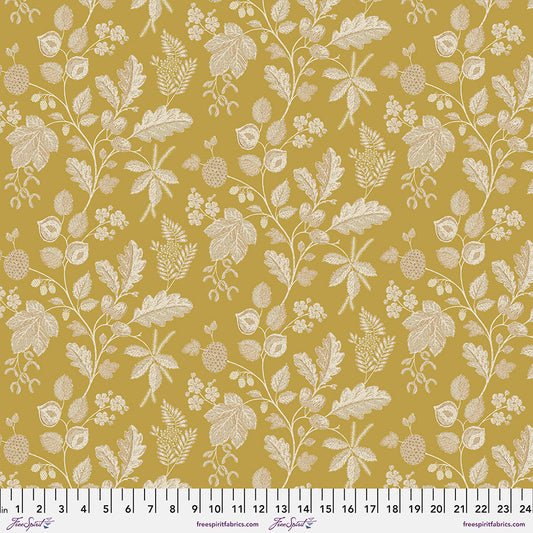 Woodland Blooms Warwick Floral Saffron Sanderson Free Spirit Cotton Fabric