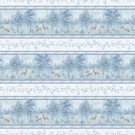 Woodland Frost Repeating Stripe Lisa Audit Wilmington Prints Cotton Fabric