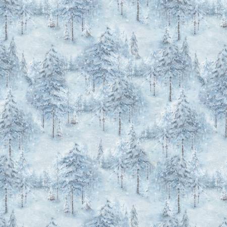 Woodland Frost Winter Forest Blue Lisa Audit Wilmington Prints Cotton Fabric