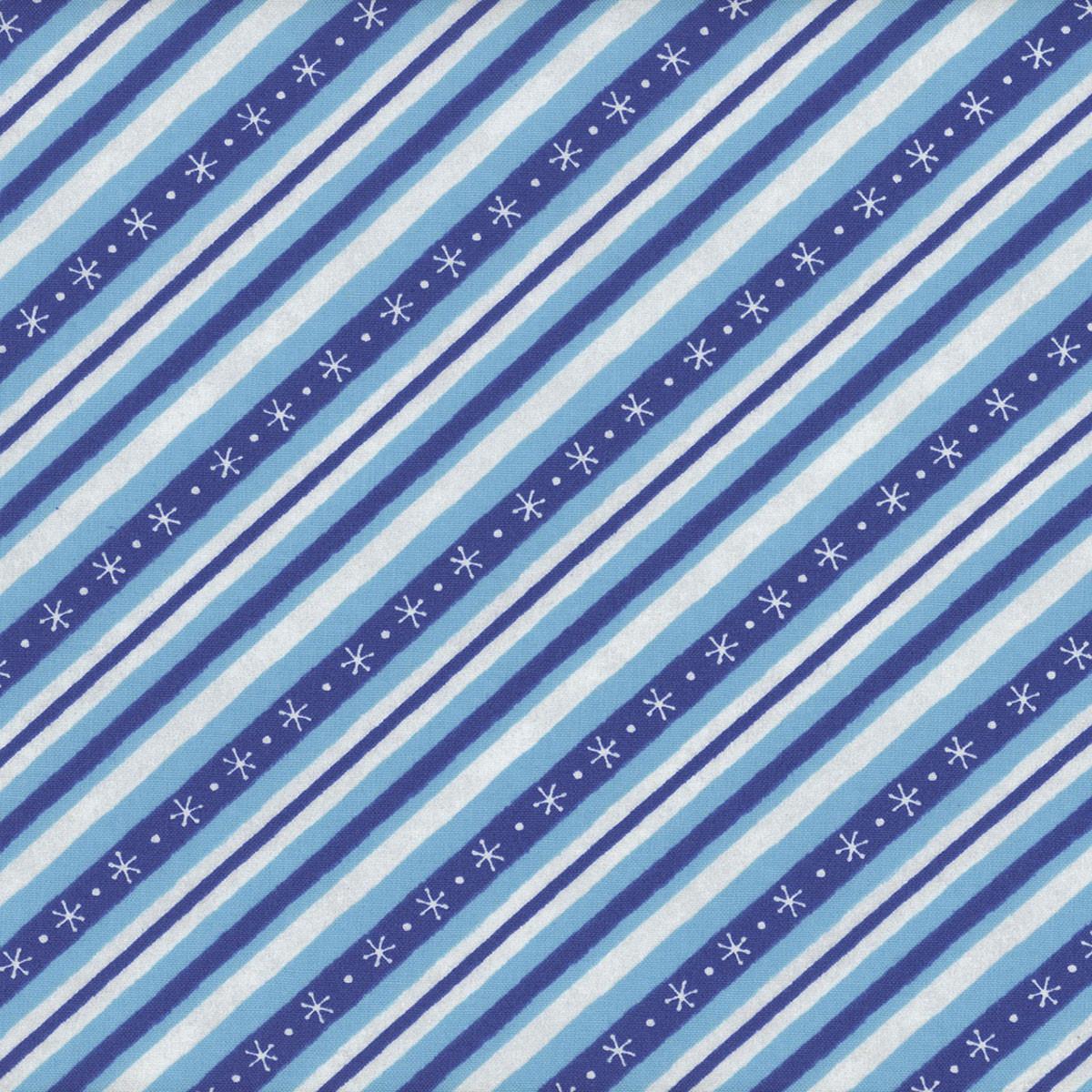 Woodland Gifts Diagonal Stripe Blue Makiko Wilmington Prints Cotton Fabric