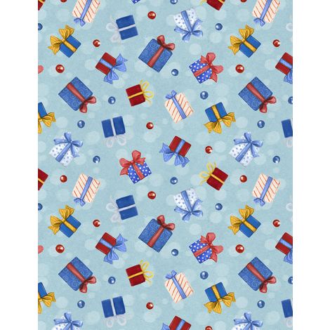 Woodland Gifts Gift Toss Blue Makiko Wilmington Prints Cotton Fabric