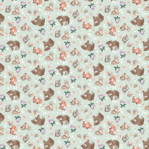 Woodland Wander Pink Animal Toss Multi Jo Taylor 3 Wishes Cotton Fabric