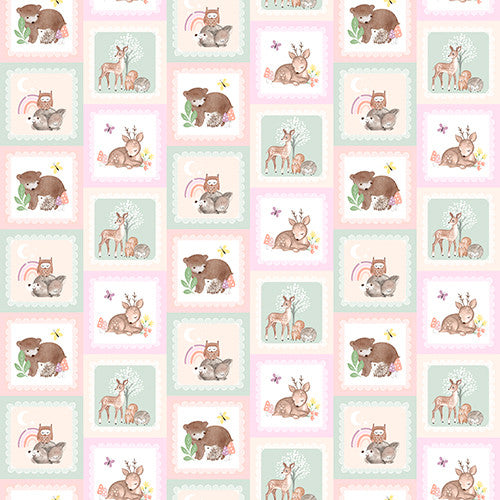 Woodland Wander Pink Framed Friends Multi Jo Taylor 3 Wishes Cotton Fabric