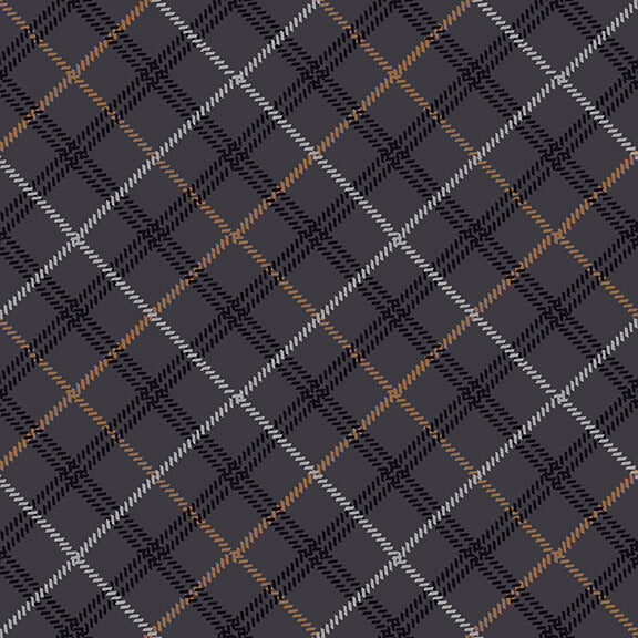 Woodland Whispers Bias Plaid Charcoal Jan Shade Beach Henry Glass Cotton Fabric