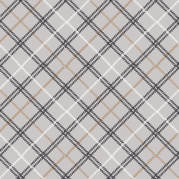 Woodland Whispers Bias Plaid Light Gray Jan Shade Beach Henry Glass Cotton Fabric