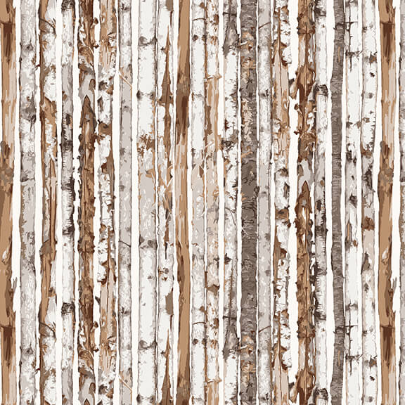 Woodland Whispers Birch Stripe Brown Jan Shade Beach Henry Glass Cotton Fabric