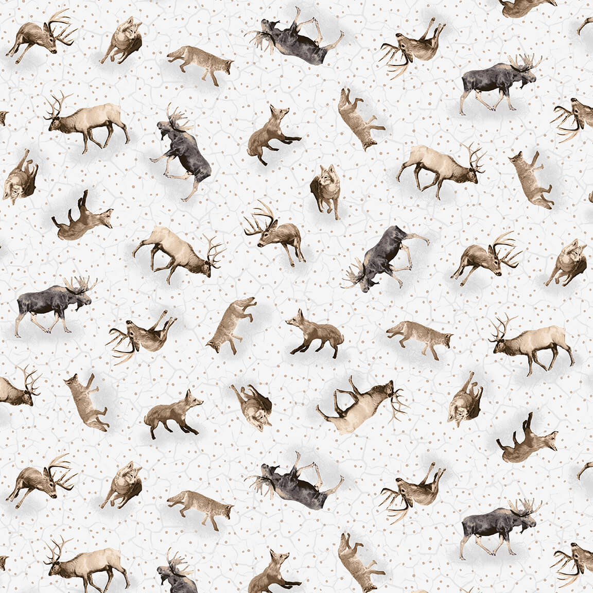 Woodland Whispers Tossed Animals Light Gray Jan Shade Beach Henry Glass Cotton Fabric