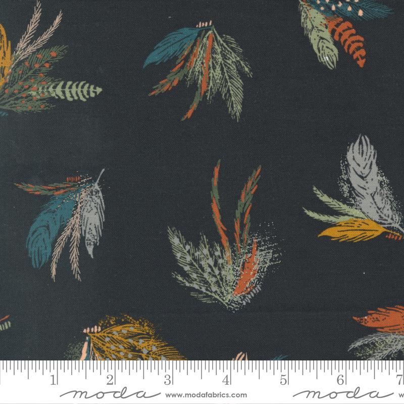 Woodland Wildflowers Feather Friends Charcoal Black Fancy that Design House Moda Cotton Fabric